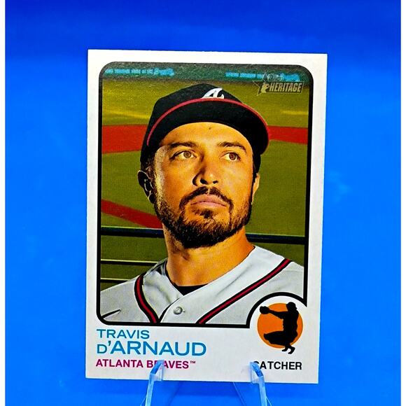 2022 Topps Heritage - Travis d'Arnaud #396 Atlanta Braves Catcher - Picture 1 of 4